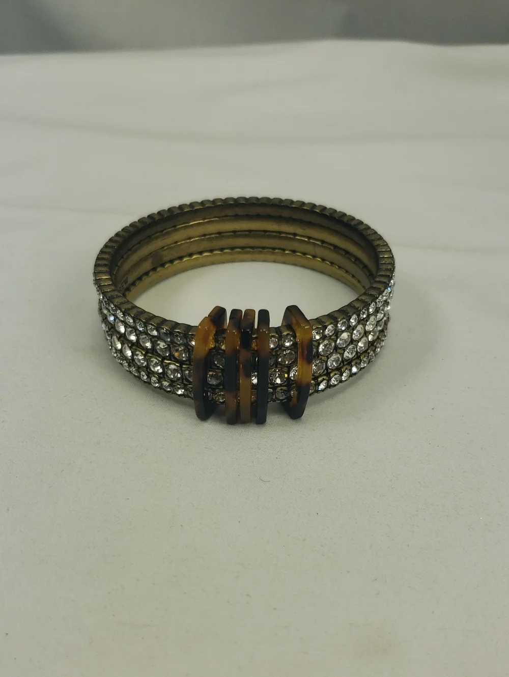 J. Crew Tortoise Rhinestones Stacked Bangle Bracelet